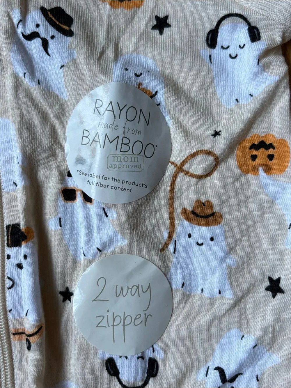 Milkberry Bamboo Cream Orange Halloween Ghosts Infant One-Piece Sleeper Sz 0-3M